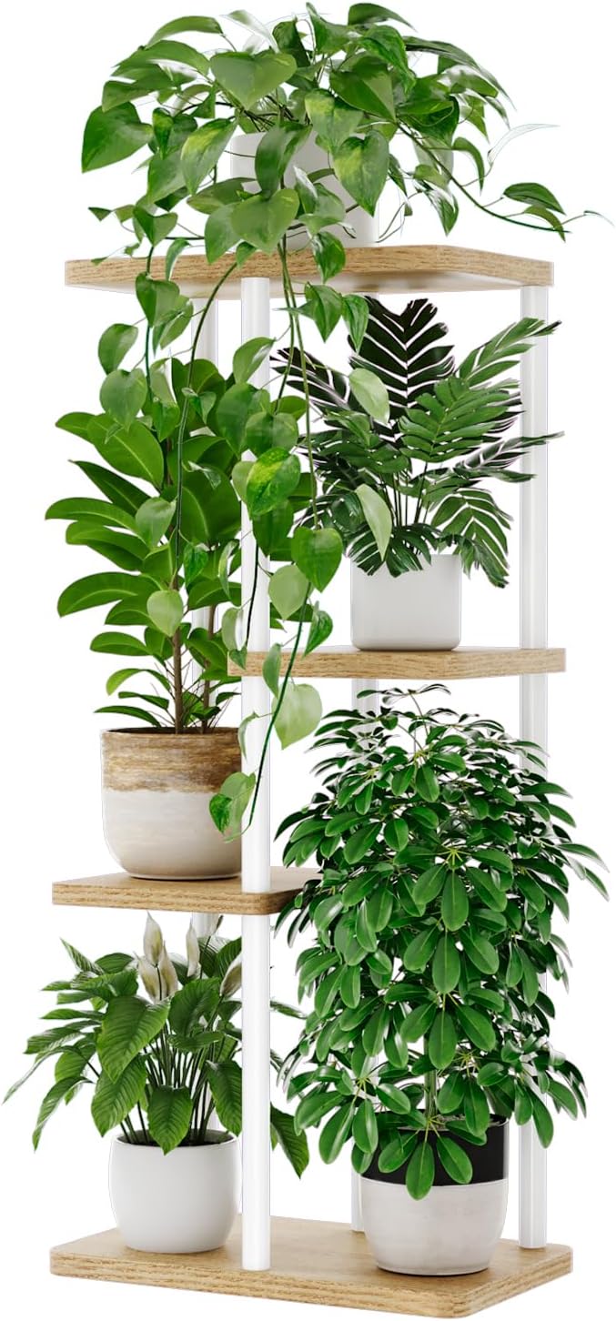 Bamworld Plant Stand Indoor, Corner 4 Tier Metal Plant Shelf by Bamworld