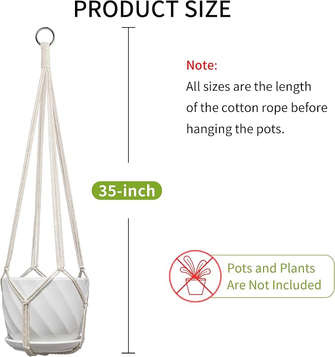 Macrame Plant Hanger, Fits 4-13 Inch Pots, Boho Hanging Plant Holder - Image 7
