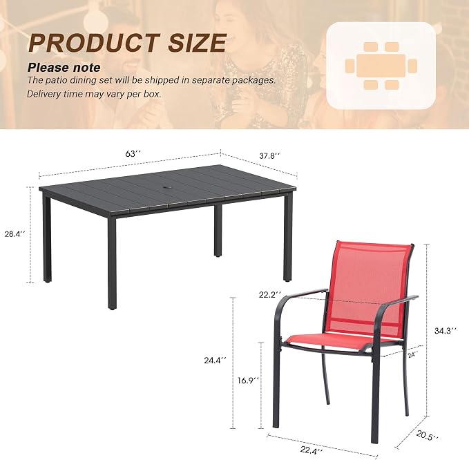 VICLLAX 7 Pieces Patio Outdoor Dining Set - Image 2