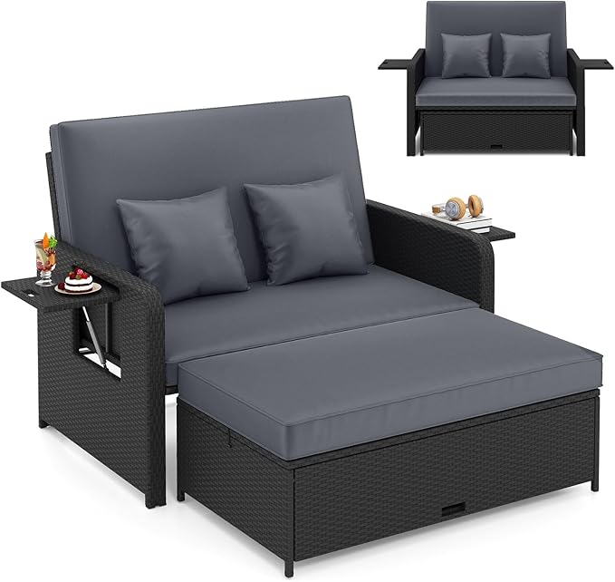 HAPPYGRILL Patio Rattan Wicker Daybed by HAPPYGRILL