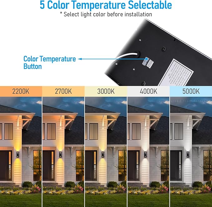 LEONLITE 5CCT Dimmable LED Up Down Wall Light, CRI 90+, IP65 Waterproof - Image 2