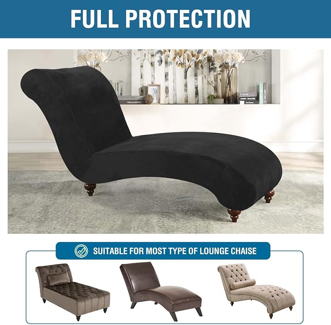H.VERSAILTEX Chaise Lounge Cover Indoor Velvet Chaise Slipcover High Stretch - Image 5