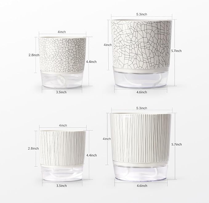 Self Watering Pots for Indoor Plants, 5 & 4 Inch Stylish Flower Pots - Image 2