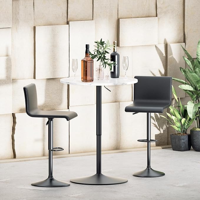 MoNiBloom Round Bar Table Adjustable Height, Metal Base and - Image 4