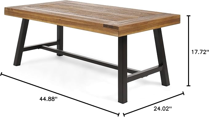 Christopher Knight Home Liton Indoor Acacia Wood Coffee Table, Sandblast Finish - Image 6
