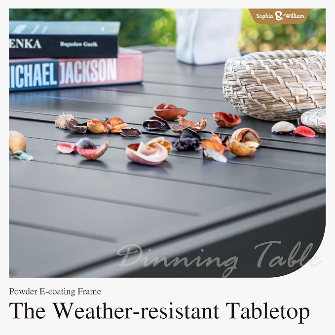 Sophia & William Black Expandable Patio Table Metal Outdoor Dining Table - Image 4
