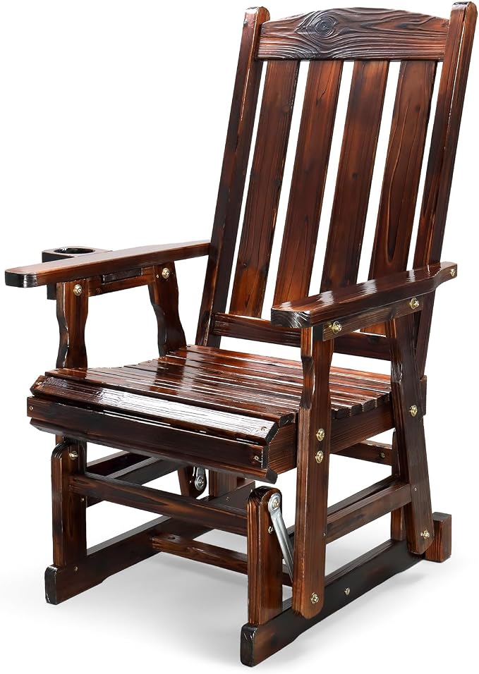 VINGLI Outdoor Glider Chair Wood Patio Glider by VINGLI