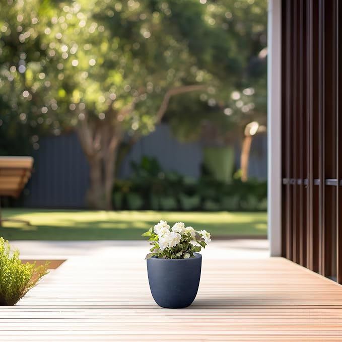 Kante 10 Inch Dia Round Concrete Planter, Indoor Outdoor Large Plant Pot - Image 2
