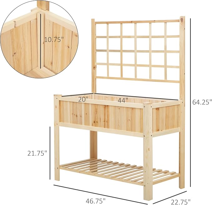 Outsunny 47'' Wooden Raised Garden Bed - Image 7