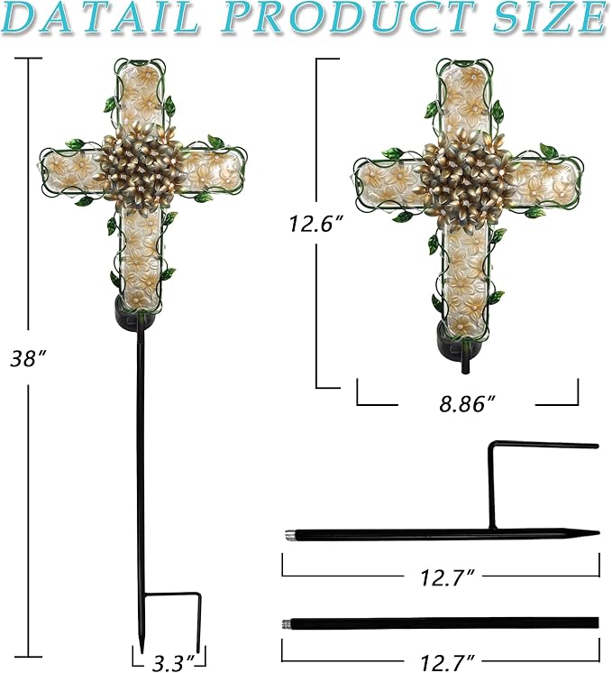 38inch Cross Garden Solar Lights Outdoor Decorative - Image 6