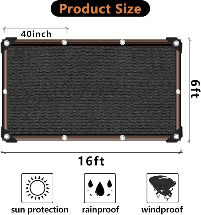 90% Black Shade Cloth, Durable Mesh Tarp - Image 2