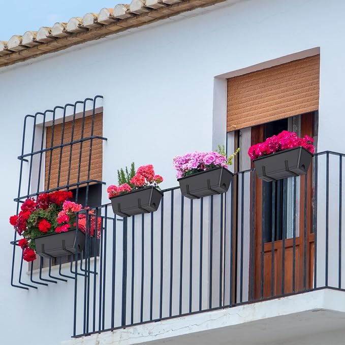 smusei 4 Pack 17 Inch Deck Railing Planter Boxes Window Boxes Planters - Image 4