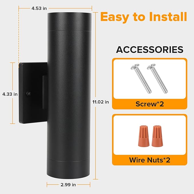 LUTEC Dusk to Dawn Outdoor Wall Lights, 16W Integrated LED Cylinder Up-Down - Image 5