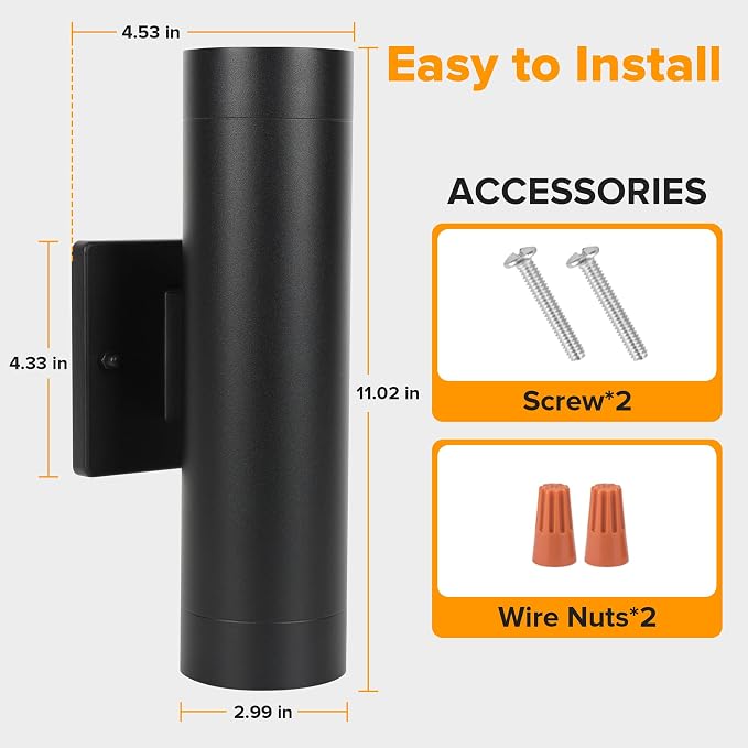 LUTEC Outdoor Wall Light Fixtures, Integrated LED Cylinder Up-Down Sconce - Image 5