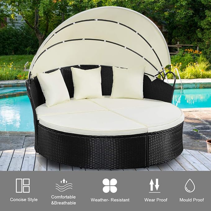Tangkula Patio Furniture Outdoor Lawn Backyard Poolside Garden Round - Image 9