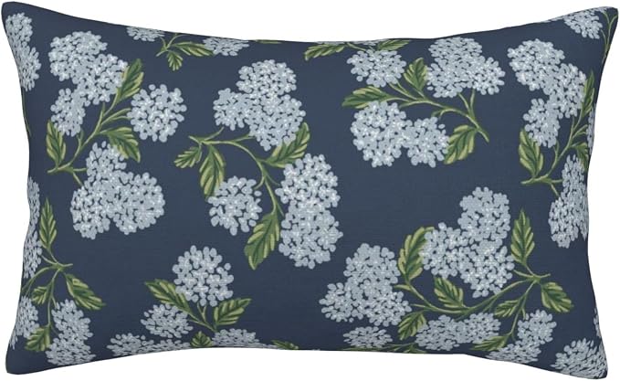 Navy Blue Spring Pillow Covers 12x20 Inch 2 Pcs Blue Green Hydrangea Flower - Image 7