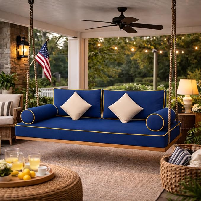 Outdoor Twin Daybed Cushion Set, 7-Piece Patio Swing Bed Mattress - Image 4