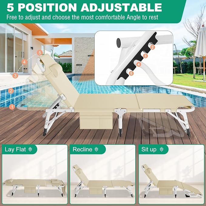 LILYPELLE Folding Chaise Lounge Chair - Image 4