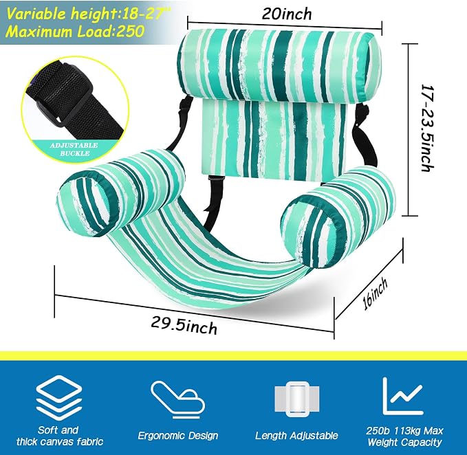 2 Pack Inflatable Pool Float for Adult Adjustable Hammock Float Chair Fabric - Image 2