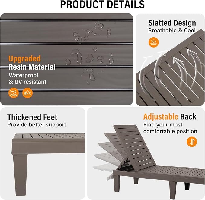 VINGLI Outdoor Chaise Lounge Chair - Image 4