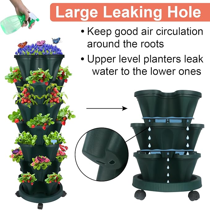 GameXcel Vertical Planter, 7 Tier Stackable Strawberry Planter - Image 2