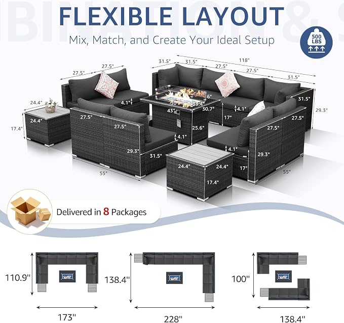 NICESOUL 13 Piece Outdoor Sectional Furniture - Image 6