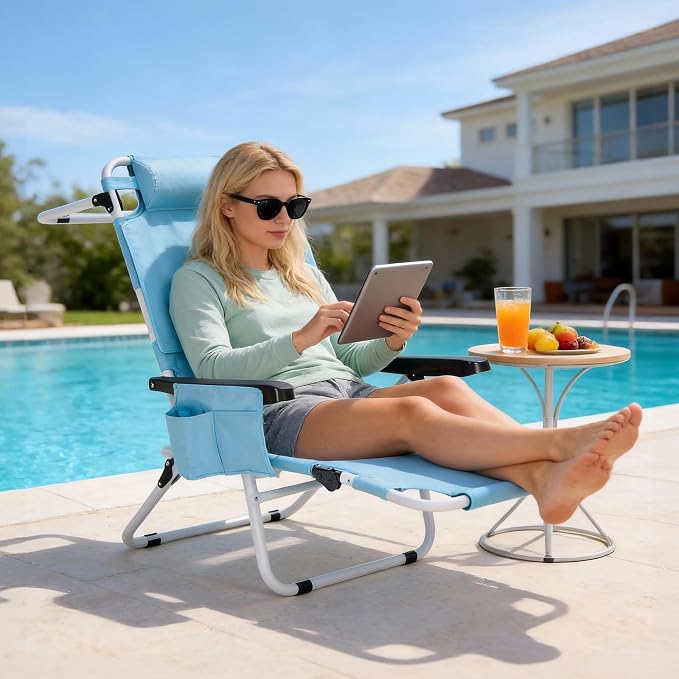 MOPHOTO Oversized Beach Lounge Chair, 5-Position Adjustable Tanning Chair - Image 7
