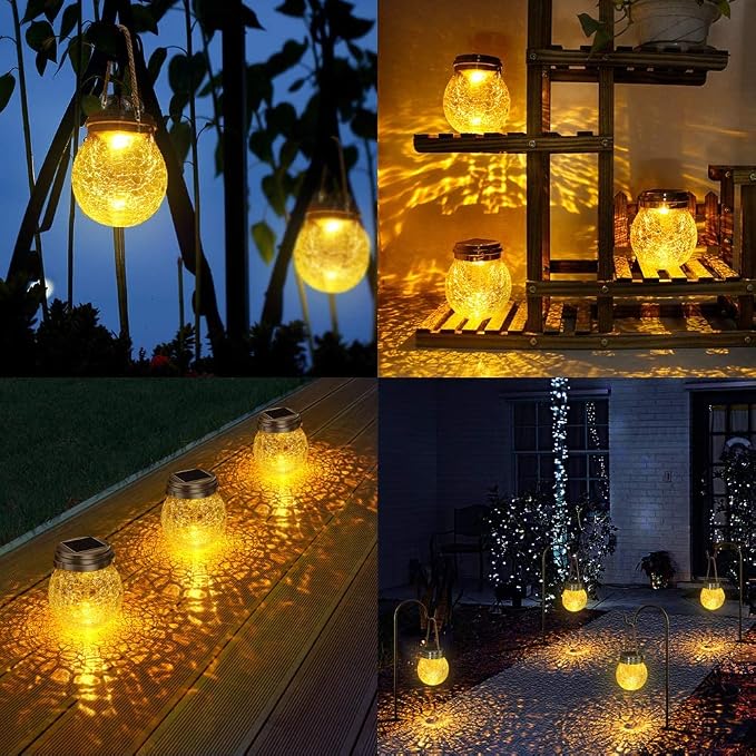 DBF Solar Lanterns Outdoor Waterproof, 4 Pack Hanging Solar Lights Outdoor - Image 9