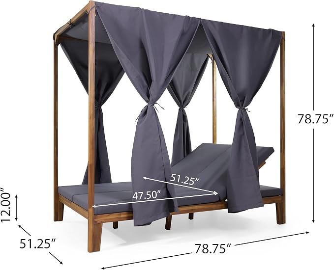 Christopher Knight Home Kinzie Outdoor DAYBED, Dark Grey + Teak Finish - Image 8