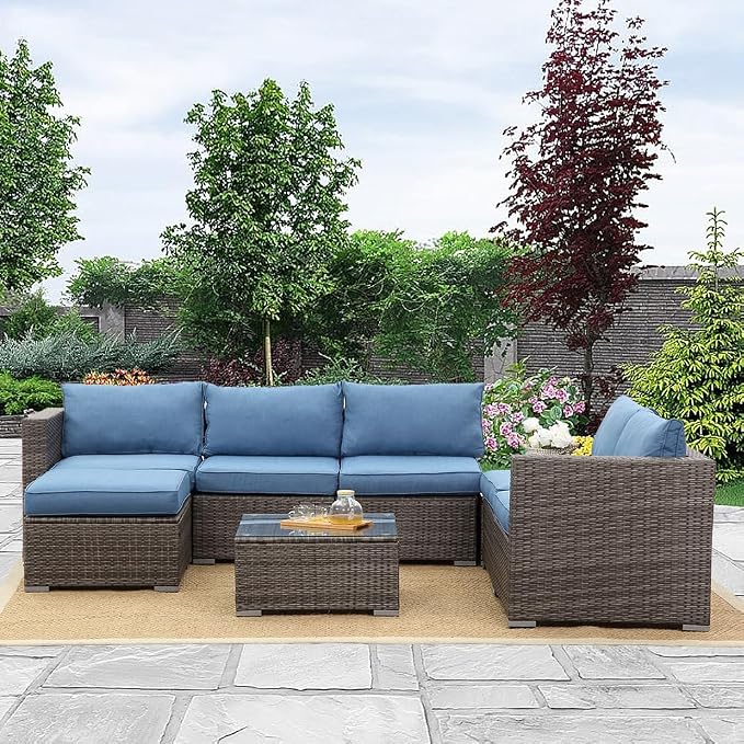 Wisteria Lane 7 Pieces Patio Furniture Sets, Outdoor Sectional Sofa by WisteriaLane
