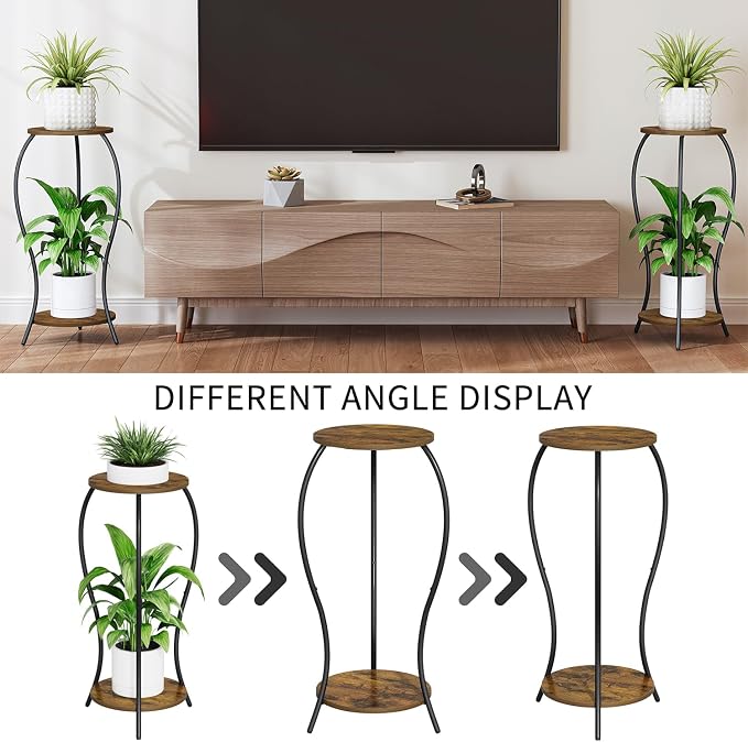 Plant Stand Indoor, 2 Tier Round Tall Plant Stand, Flower Pot Stand, Plant - Image 7
