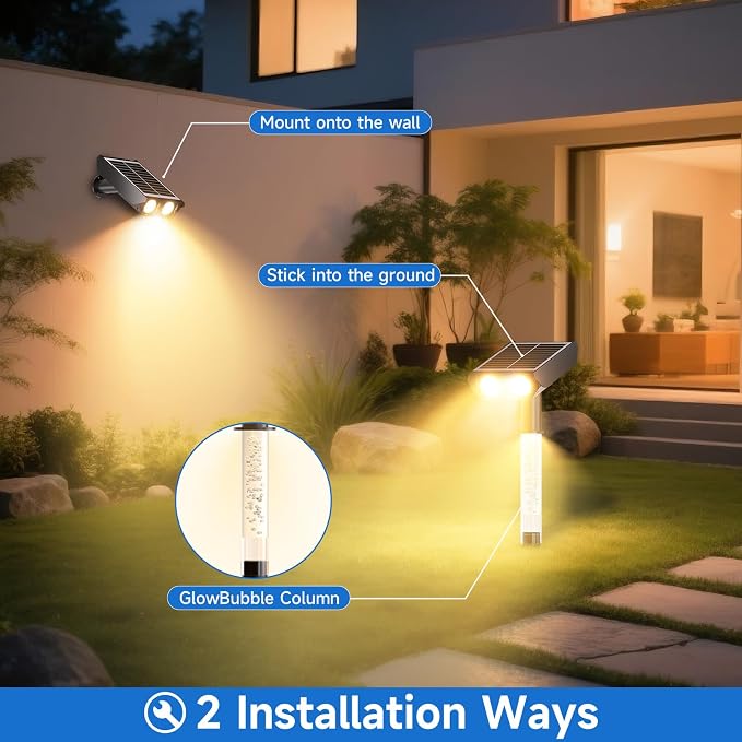Solar Spot Lights Outdoor Adjustable Beam & PC Light Guide Column, 6 Pack Solar - Image 8