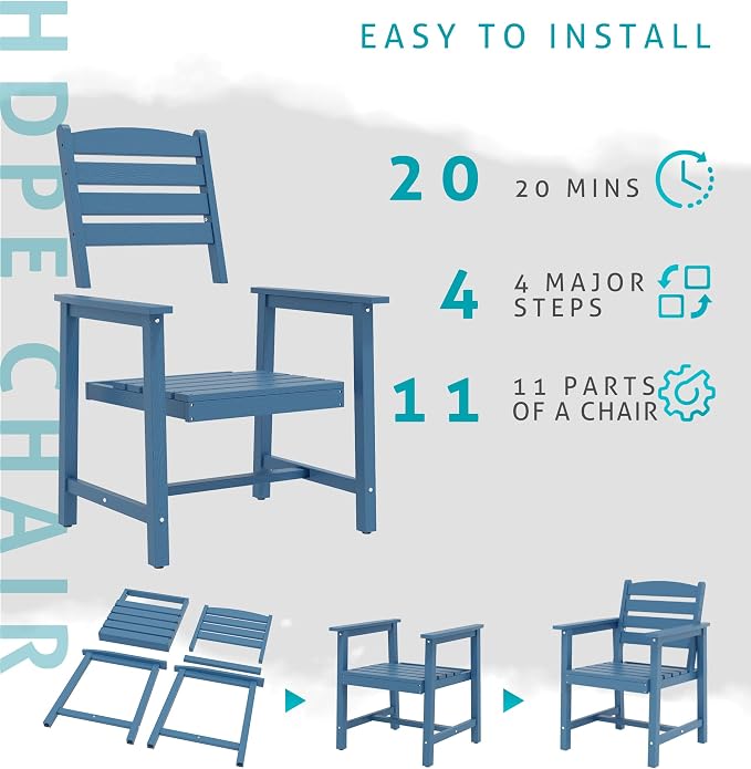 Anbuy Patio HDPE Dining Table Sets, Patio Dining Chairs Set of 2 - Image 5