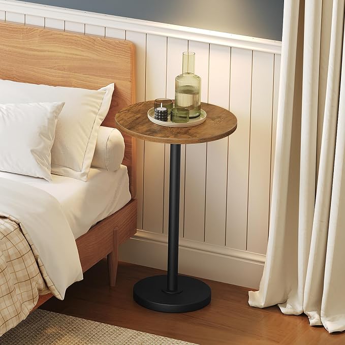 Round Side End Table for Small Spaces, Pedestal Style Martini Drink Side Table - Image 8