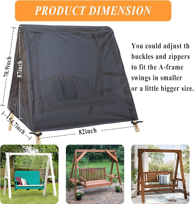 Patio Swing Cover A-Frame Swing Covers Waterproof 3 Seat UV Resistant Weather - Image 2