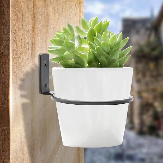6 Pack 8 inch Flower Pot Holder Ring, Flower Pot Holder Ring Wall Mounted Set - Image 2