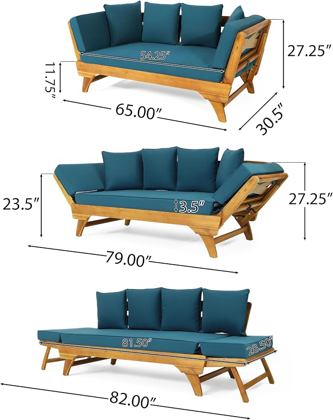 Merax Outdoor Patio Convertible Sofa Couch, Luxury Green Sectional Daybed - Image 3