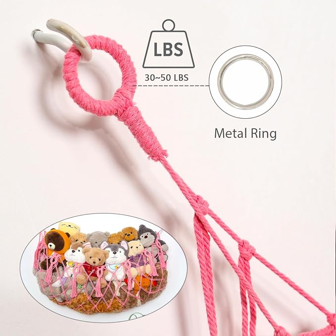 Stuffed Animal Net or Hammock Macrame Toy Diaplay Plush Toy Holder Corner Wall - Image 6