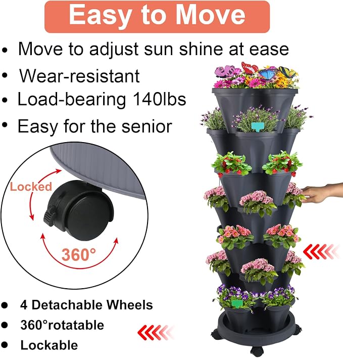 DUNCHATY Stackable Planter, Vertical Strawberry Planter - Image 2