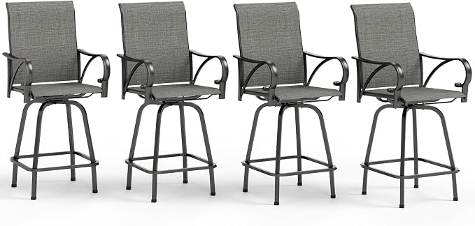MFSTUDIO Outdoor Bar Stools Set of 4, Swivel Bar Height Patio Chairs Outdoor by MFSTUDIO