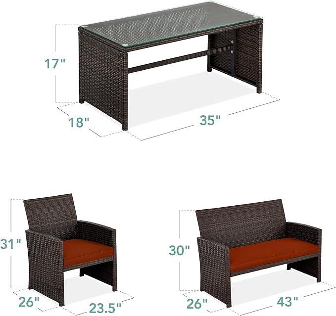 Best Choice Products 4-Piece Outdoor Wicker Patio Conversation Furniture Set - Image 7