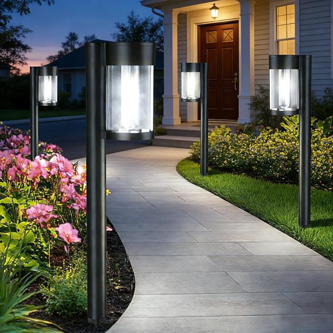Mancra Solar Pathway Lights Outdoor, 10 Pack Metal & Glass Solar Lights Outdoor - Image 7