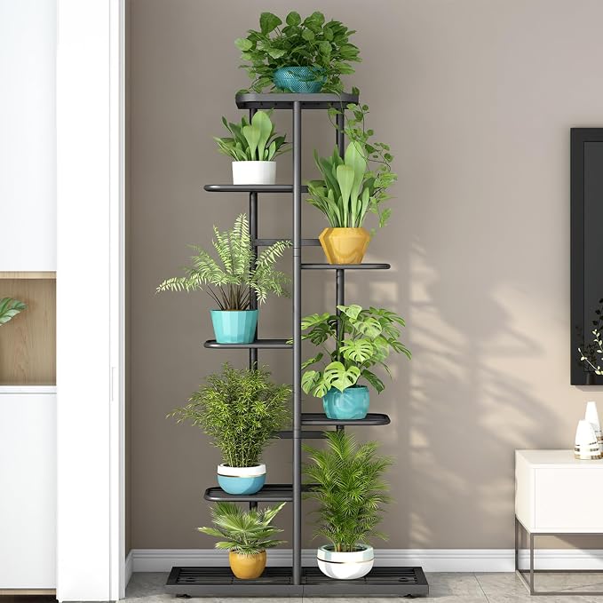 LINZINAR Plant Stand Metal 7 Tier 8 Potted Multiple Flower Pot Holder Shelf - Image 3