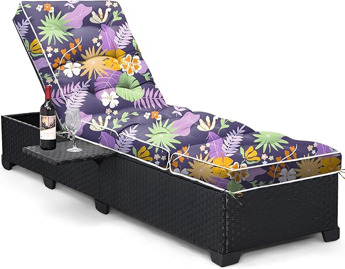 Outdoor Chaise Lounge Chair Cushion, Waterproof Non-Slip Patio Chaise Lounge by Tycdiose