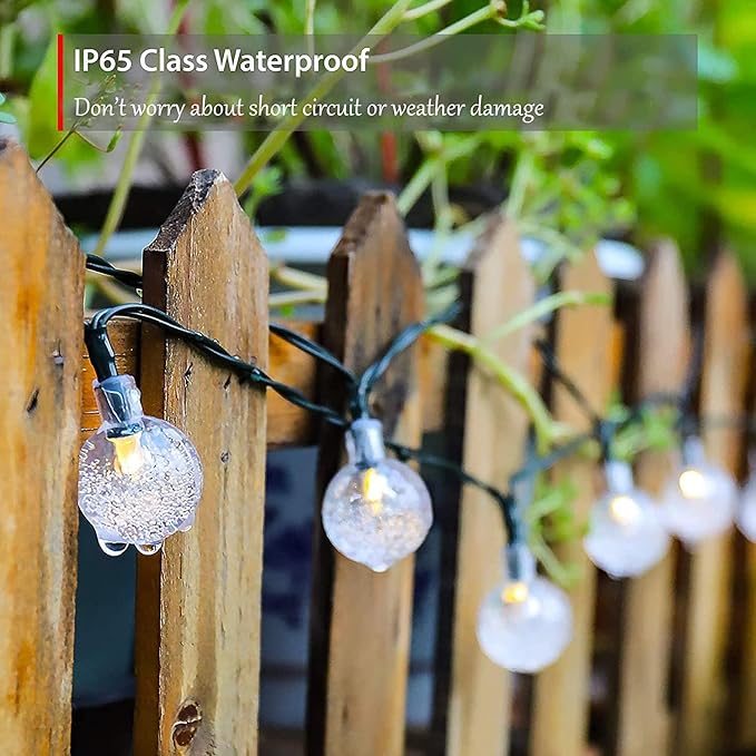 20 LED Crystal Globe Solar String Light Extra-Bright Outdoor Lights - Image 5