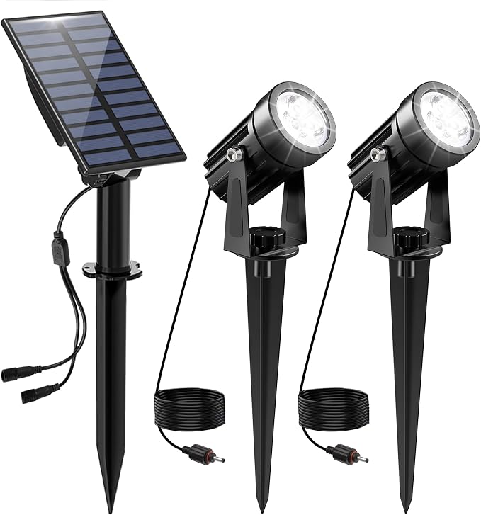 Solar Spot Lights Outdoor, 2-in-1 Solar Landscape Spotlights IP65 Waterproof by CREPOW