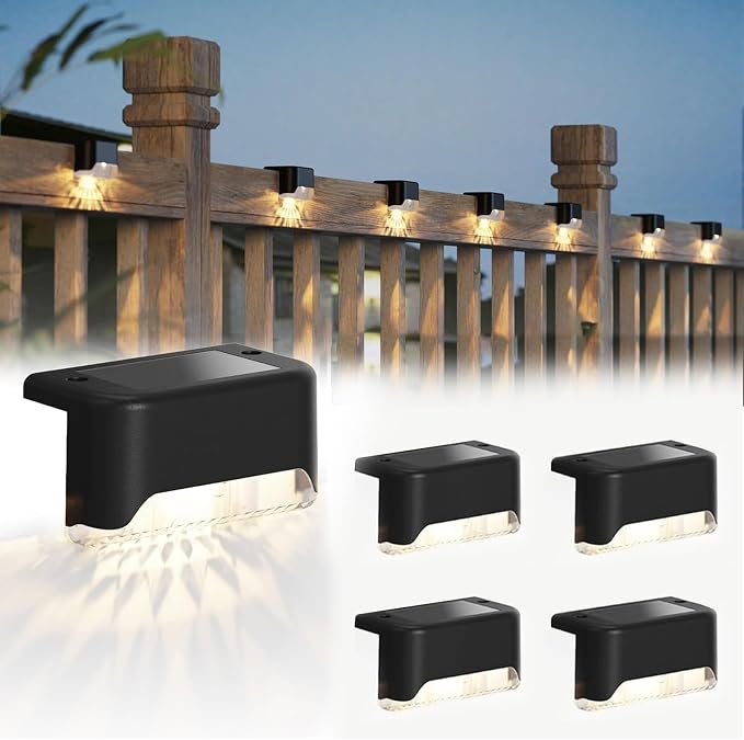 JACKYLED Solar Deck Lights 4 Pack Solar Fence Light Solar Powered Outdoor Step by JACKYLED