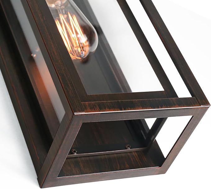 15" Large Outdoor Light Fixture Wall Mount, Distressed Brown Outdoor Sconce - Image 7
