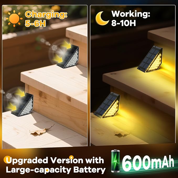 Solar Step Lights for Outside, Solar Stair Lights Outdoor Waterproof, Deck Step - Image 6