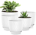 Plastic Plant Pots 10/9/8/7.5/7 inch Set of 5, Flower Planters by LesOasis